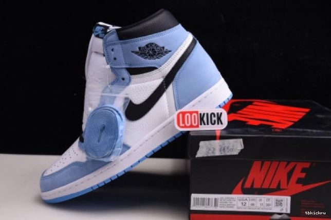 Rep TBkick BLUE 555088-134 AIR UNIVERSITY JORDAN 1 BLACK RETRO HIGH WHITE 0809